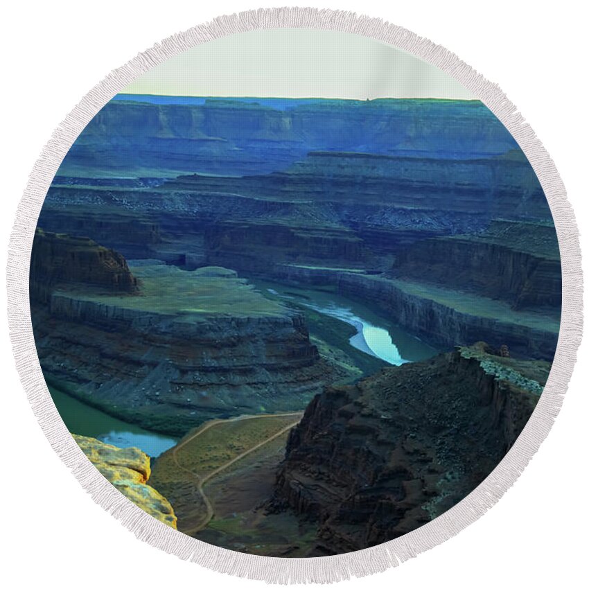 View Round Beach Towel featuring the photograph Colorado river from Dead Horse Peak by Jeff Swan