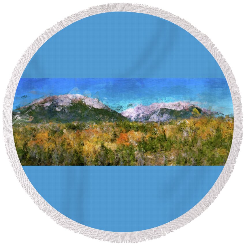 Colorado Rocky Mountains Round Beach Towel featuring the digital art Colorado Rocky Mountains in the Fall by SnapHappy Photos