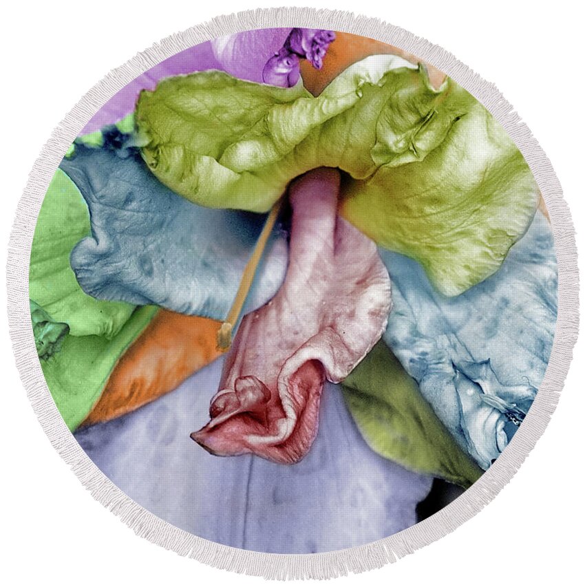Lily Round Beach Towel featuring the photograph Colored Lily 2 by M Kathleen Warren