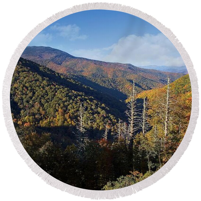 Autumn Round Beach Towel featuring the photograph Colorful Autumn in the Blue Ridge Mountains by Ronald Lutz