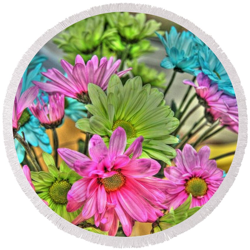 Flowers Round Beach Towel featuring the photograph Colorful Bouquet by John Handfield