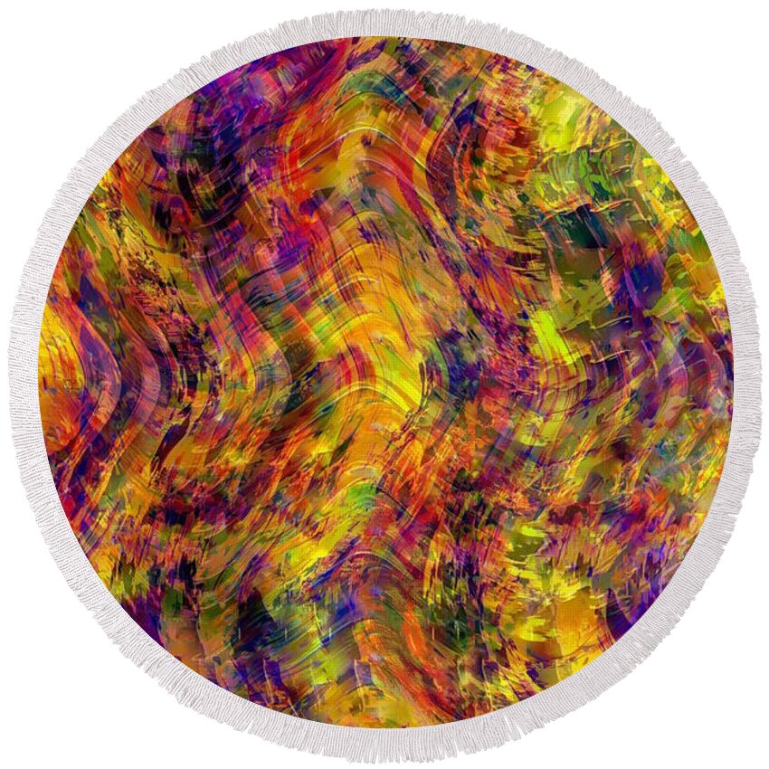 Painting-abstract Acrylic Round Beach Towel featuring the mixed media Colorlicious by Catalina Walker
