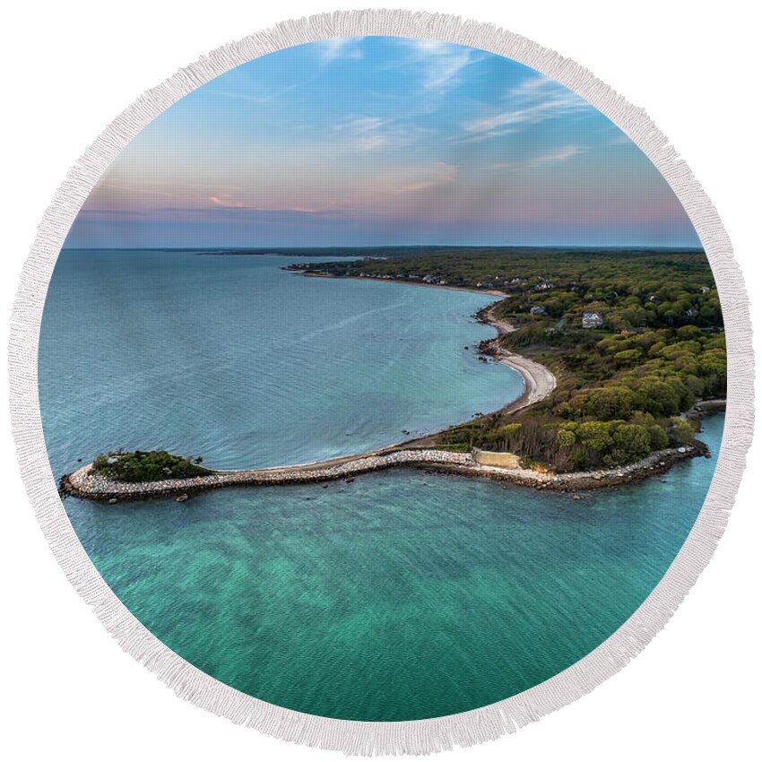 The Knob Round Beach Towel featuring the photograph Colors of The Knob by Veterans Aerial Media LLC