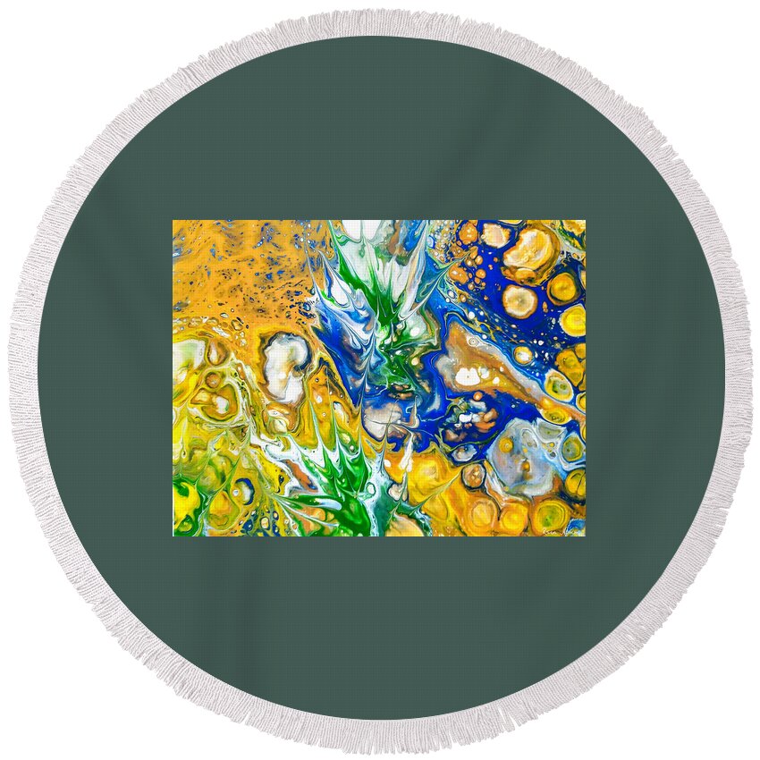  Round Beach Towel featuring the painting Bursting to Life by Rein Nomm