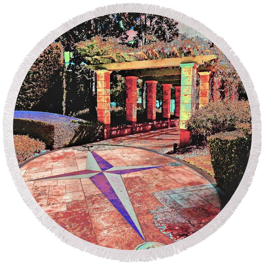 Compass Round Beach Towel featuring the photograph Compass Courtyard by Andrew Lawrence