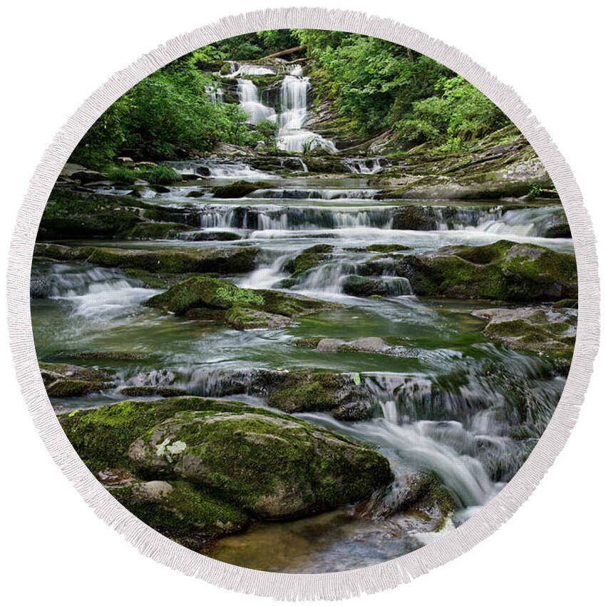 Conasauga Falls Round Beach Towel featuring the photograph Conasauga Waterfall 18 by Phil Perkins