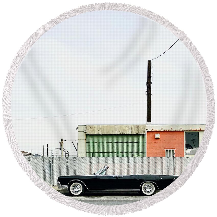  Round Beach Towel featuring the photograph Convertible Ride by Julie Gebhardt