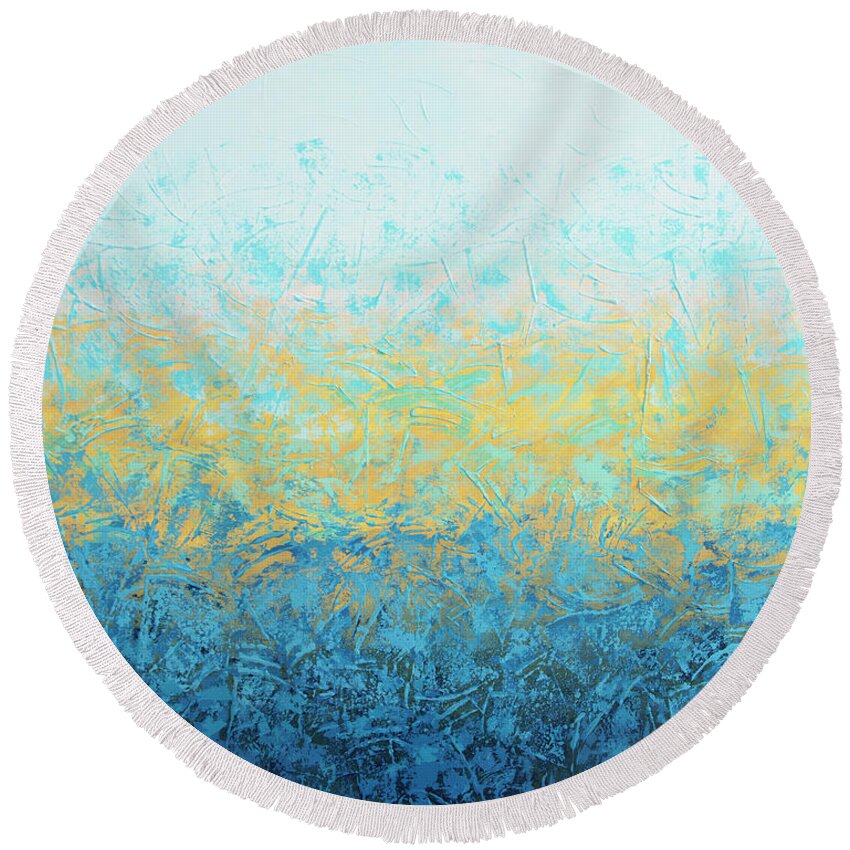 Cool Round Beach Towel featuring the painting Cool, Cool Summer by Linda Bailey