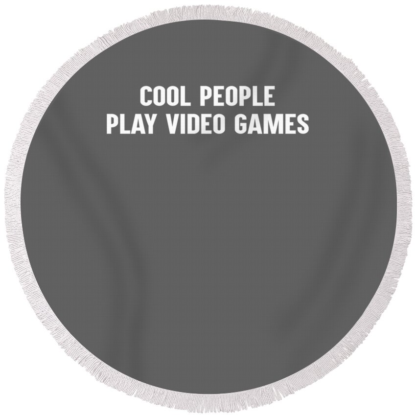  Pc Round Beach Towel featuring the tapestry - textile Cool people play video games by Luke Kelly