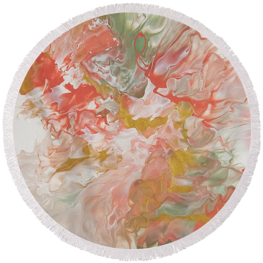 Coral Round Beach Towel featuring the mixed media Coral 1 by Aimee Bruno