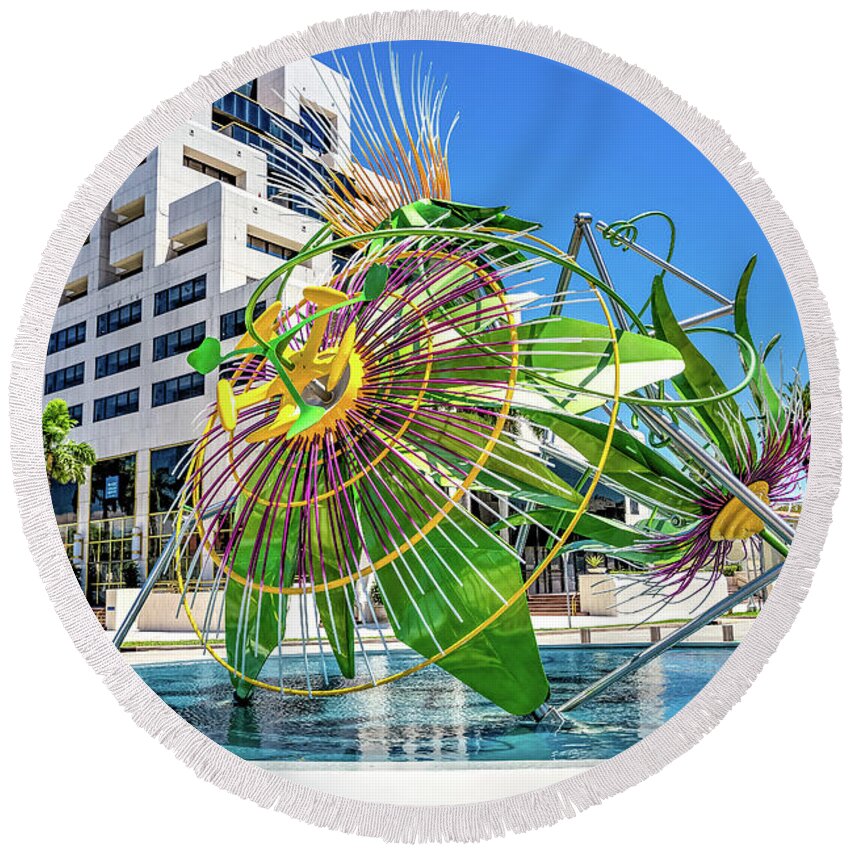 Miami Round Beach Towel featuring the digital art Coral Gables The Bug by SnapHappy Photos
