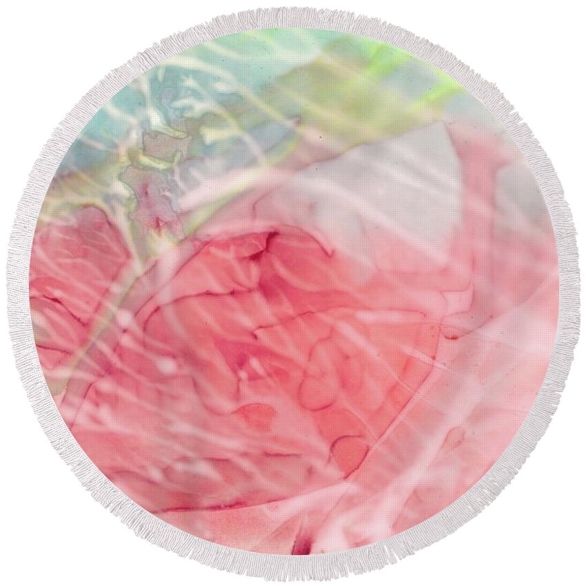 Ocean Round Beach Towel featuring the painting Coral by Katy Bishop