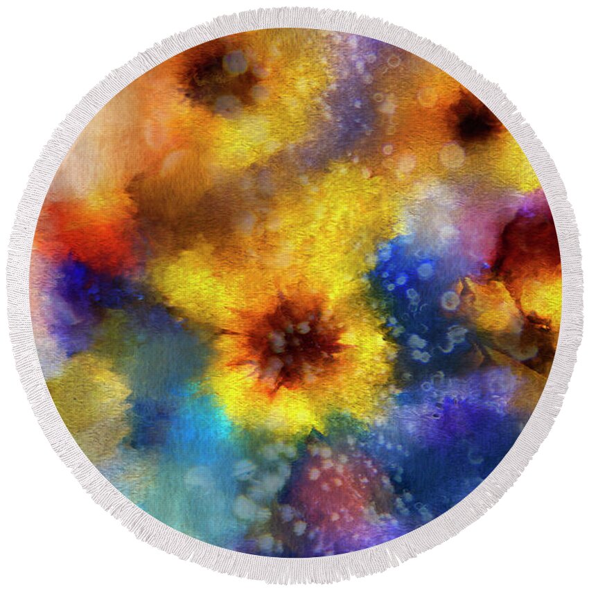 Coreopsis Round Beach Towel featuring the digital art Coreopsis Collection by Vanessa Thomas