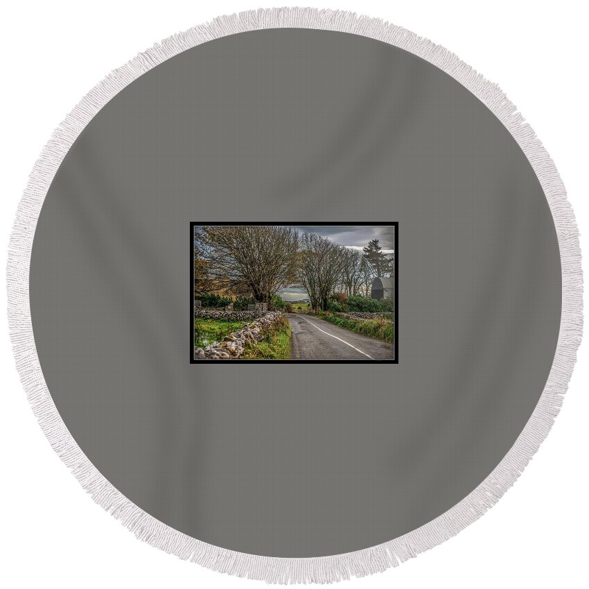 Ireland Round Beach Towel featuring the photograph Country Highway by Regina Muscarella