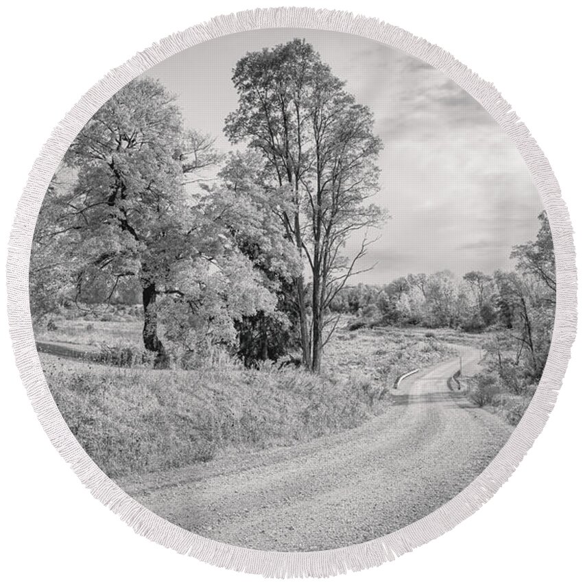 Landscape Round Beach Towel featuring the photograph Country Road by John M Bailey