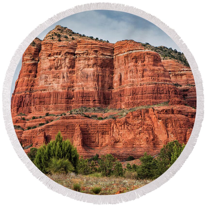 Courthouse Butte Round Beach Towel featuring the photograph Courthouse Butte by Jurgen Lorenzen