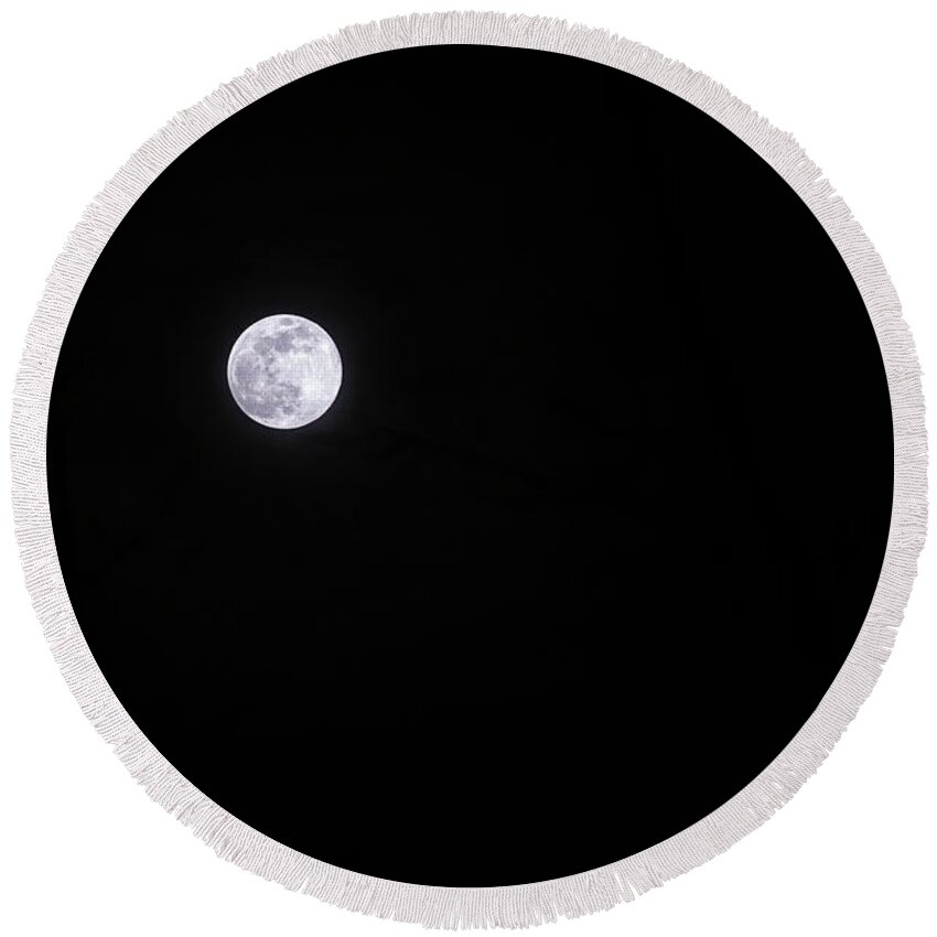 New Hampshire Round Beach Towel featuring the photograph COVID Moon by Jeff Sinon