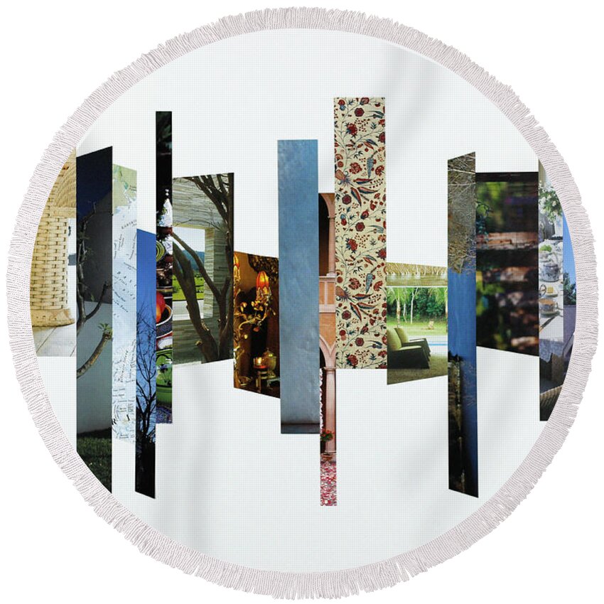 Collage Round Beach Towel featuring the photograph Crosscut#112 by Robert Glover