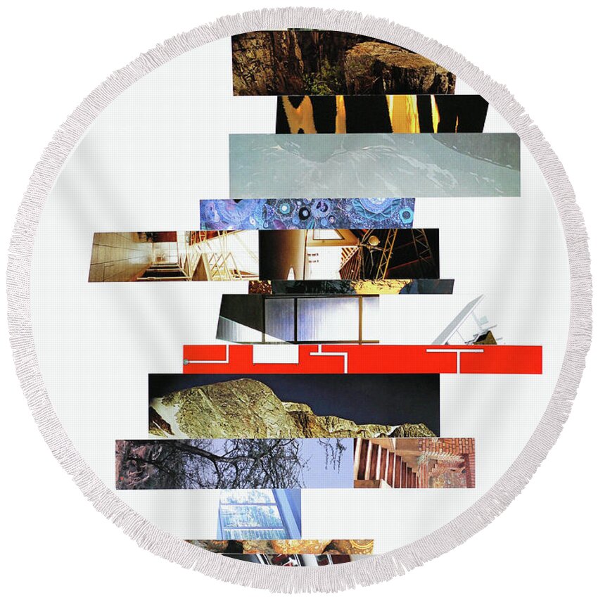 Collage Round Beach Towel featuring the photograph Crosscut#125v by Robert Glover