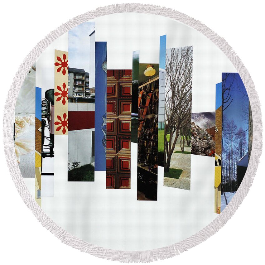 Collage Round Beach Towel featuring the photograph Crosscut#126 by Robert Glover