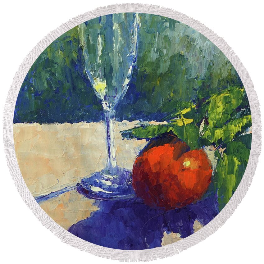 Crystal Glass Round Beach Towel featuring the painting Crystal Glass by Terry Chacon