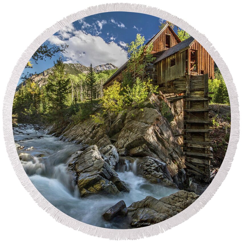  Round Beach Towel featuring the photograph Crystal Mill Colorado by Wesley Aston