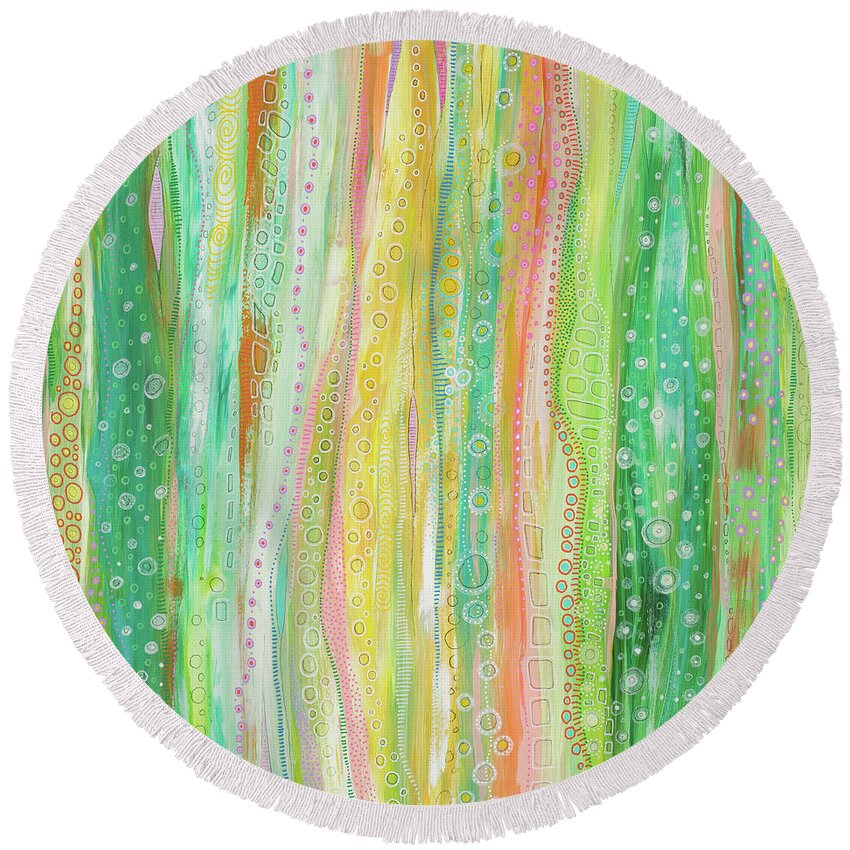 Cultivate Round Beach Towel featuring the painting Cultivate Stillness by Tanielle Childers