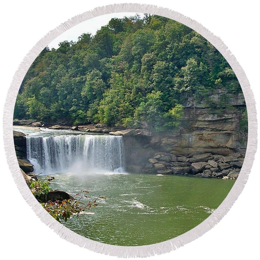 Cumberland Falls Round Beach Towel featuring the photograph Cumberland Falls by Yvonne M Smith