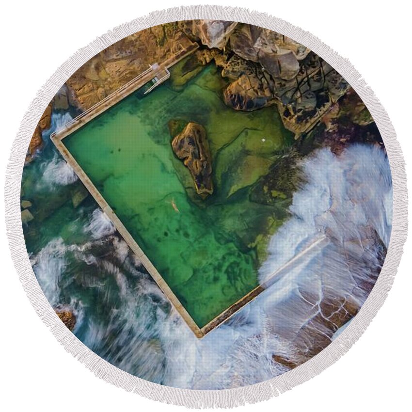 Beach Round Beach Towel featuring the photograph Curl Curl Rockpool by Andre Petrov
