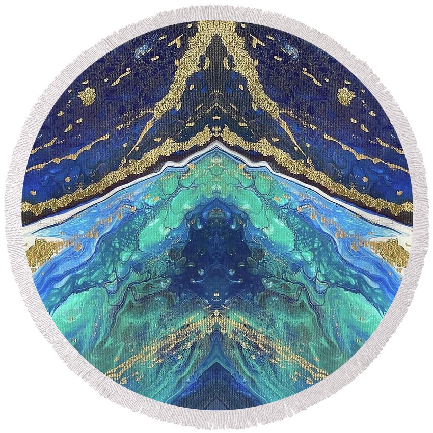 Digital Round Beach Towel featuring the digital art Current by Nicole DiCicco