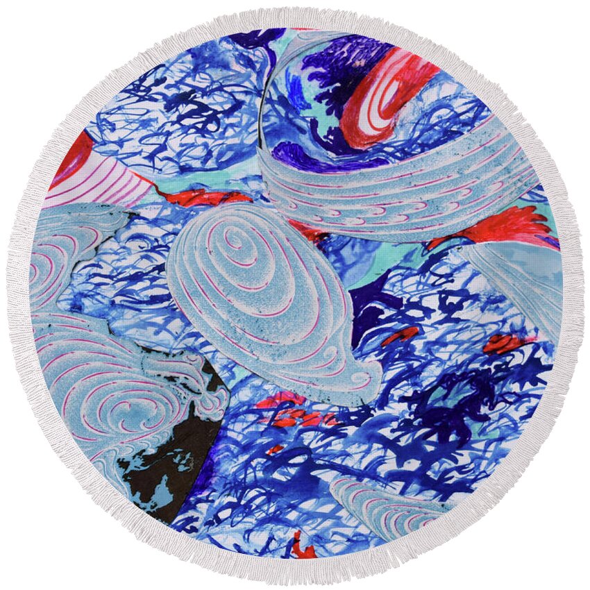 Currents Round Beach Towel featuring the painting Current Situation by Anne Cameron Cutri