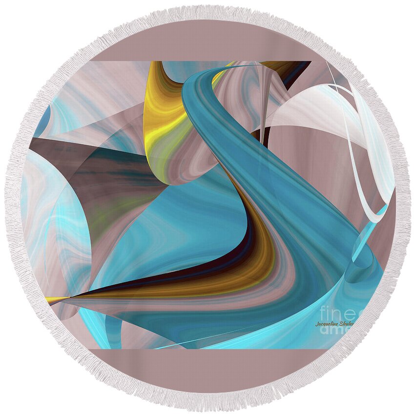 Movement Round Beach Towel featuring the digital art Curvelicious by Jacqueline Shuler