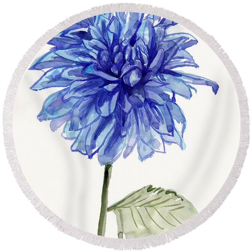 Dahlia Round Beach Towel featuring the painting Dahlia by George Cret