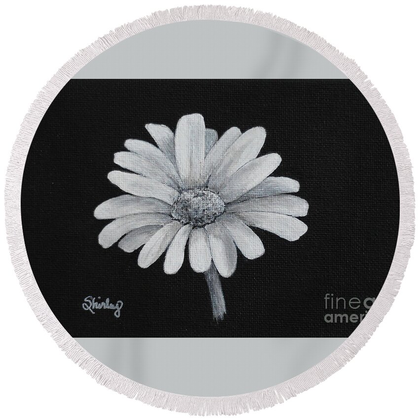 Flower Round Beach Towel featuring the painting Daisy by Shirley Dutchkowski