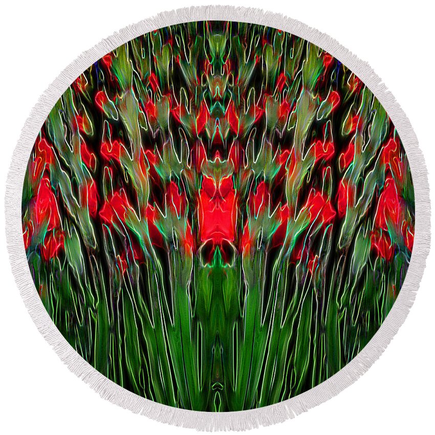 Marc Nader Photo Art Round Beach Towel featuring the photograph Dance Of The Budding Irises by Marc Nader