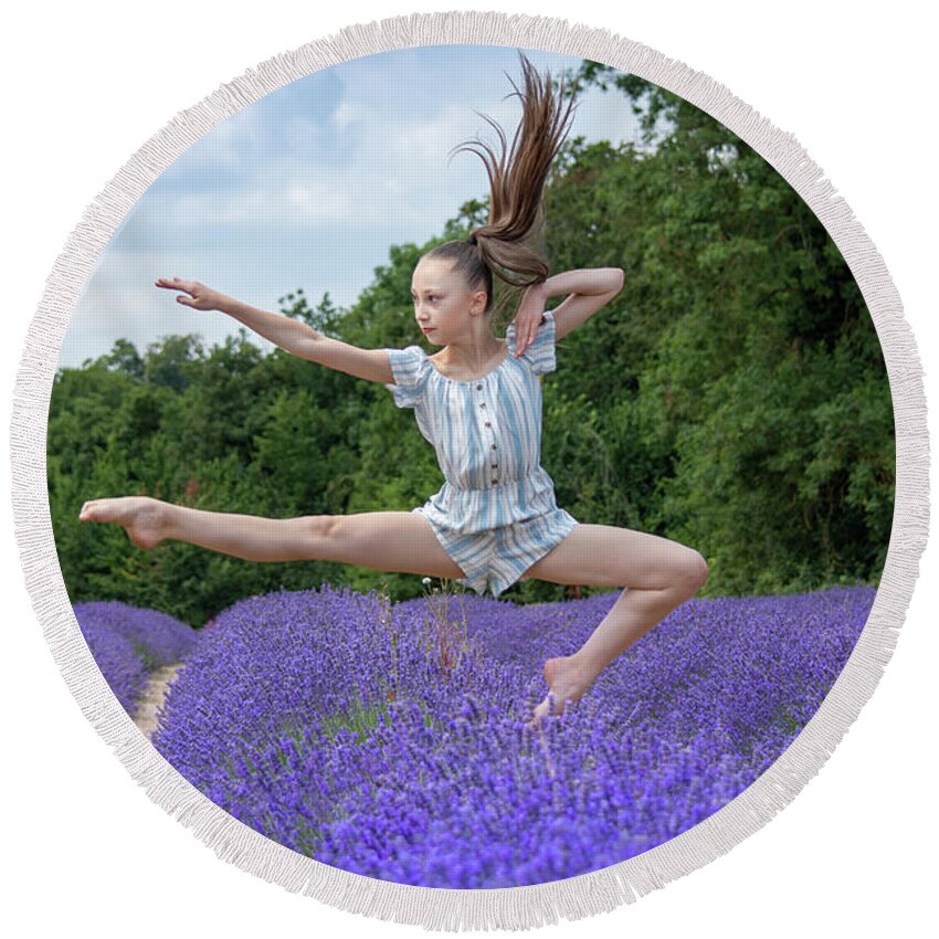 Lavender Round Beach Towel featuring the photograph Dance on the lavender by Andrew Lalchan