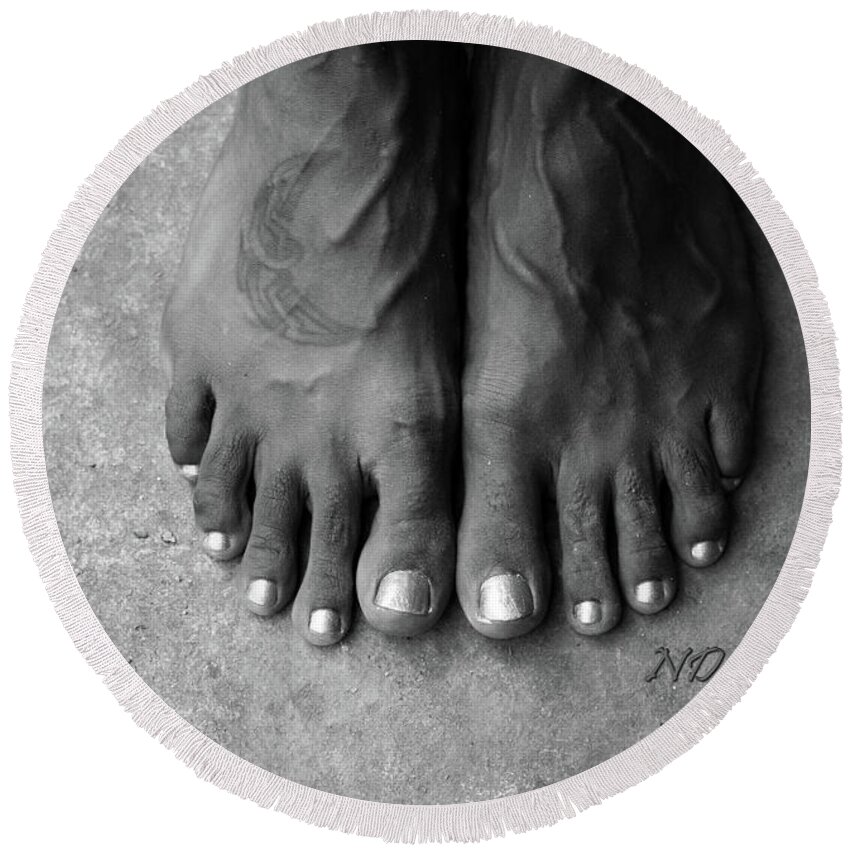 Dancer's Feet Round Beach Towel featuring the photograph Dancer's Feet by Natalie Dowty