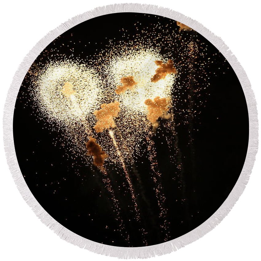 Jane Ford Round Beach Towel featuring the photograph Dandelion Fireworks by Jane Ford