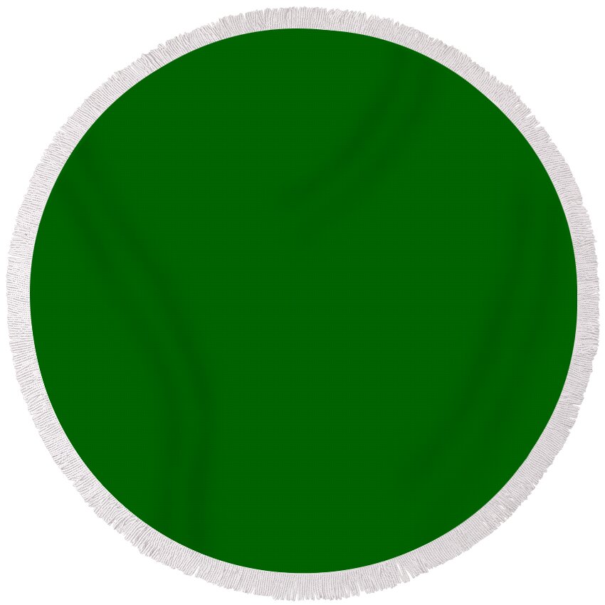 Dark Green Round Beach Towel featuring the digital art Dark Green Colour by TintoDesigns