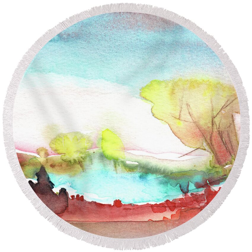 Dawn Round Beach Towel featuring the painting Dawn 31 bis by Miki De Goodaboom