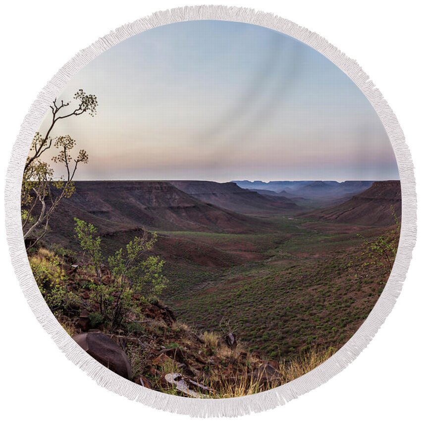 Klip River Valley Round Beach Towel featuring the photograph Dawn at Klip River Valley in Namibia by Belinda Greb