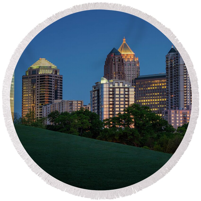 Midtown Round Beach Towel featuring the photograph Dawn In Midtown Atlanta by Doug Sturgess