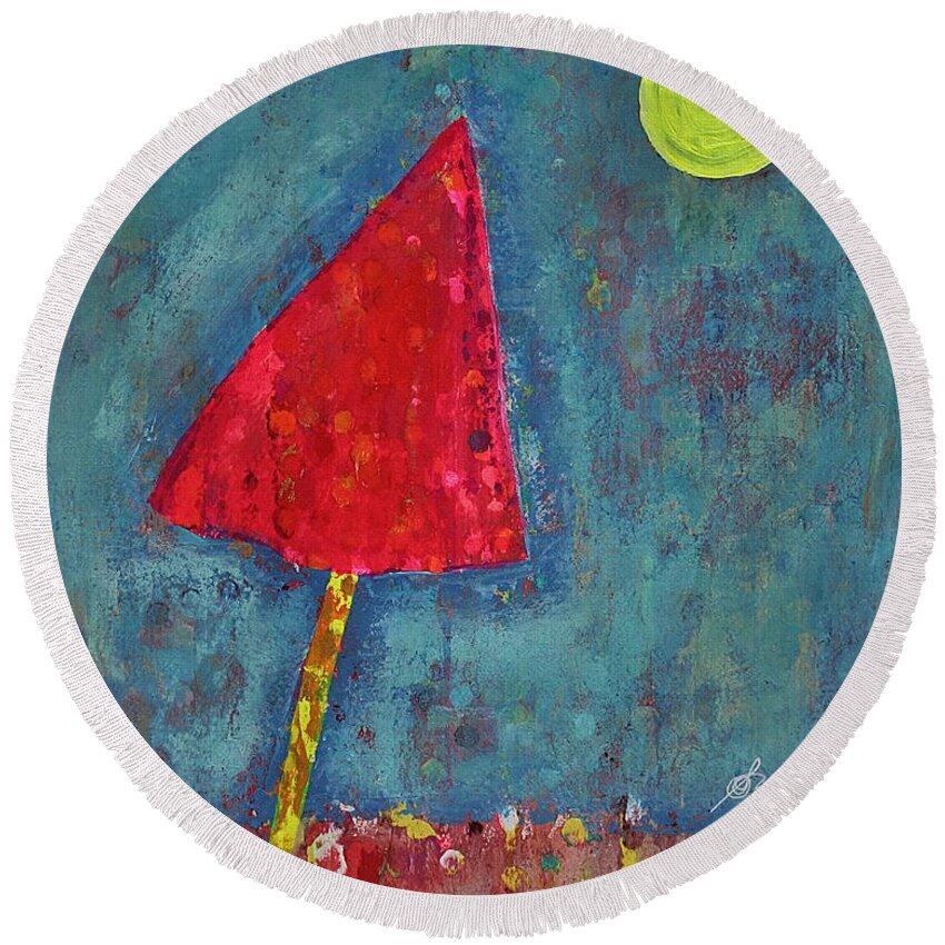 Beach Round Beach Towel featuring the painting Dayglow original painting by Sol Luckman