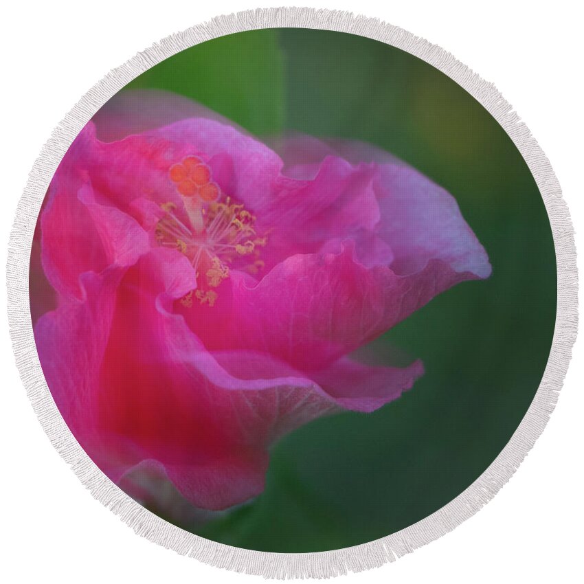 Hibiscus Round Beach Towel featuring the photograph Day's End by M Kathleen Warren