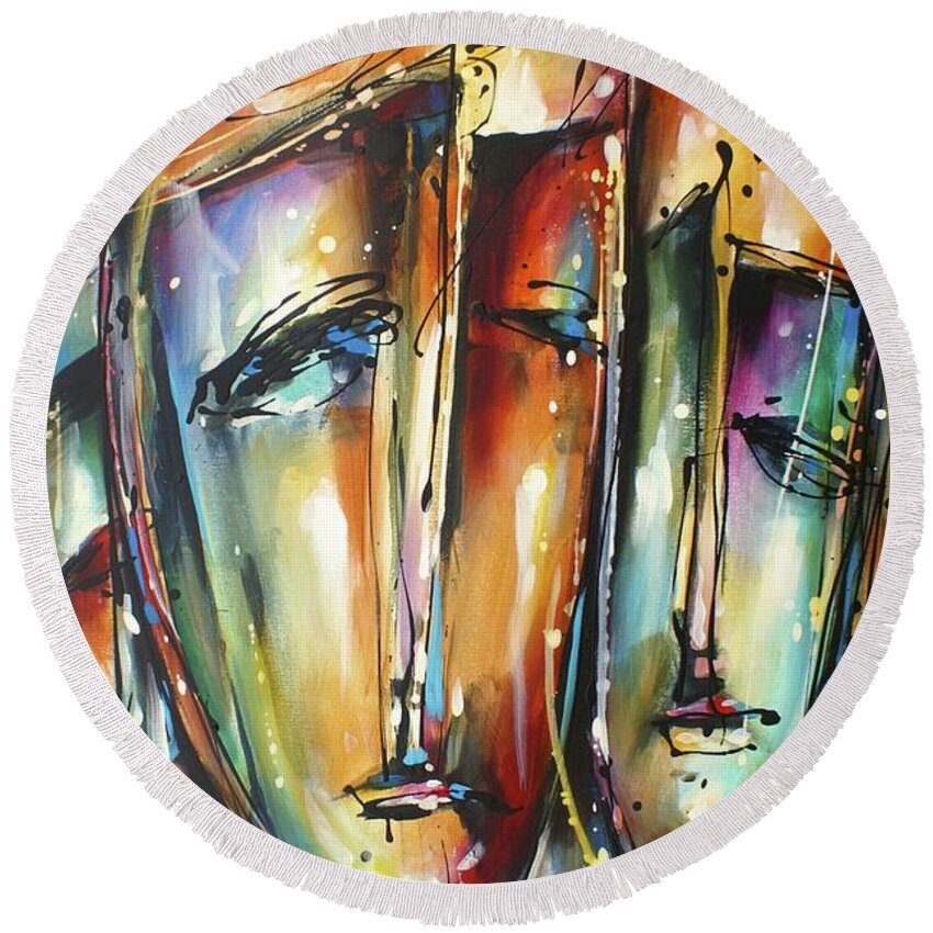Urban Round Beach Towel featuring the painting Dazzled by Michael Lang
