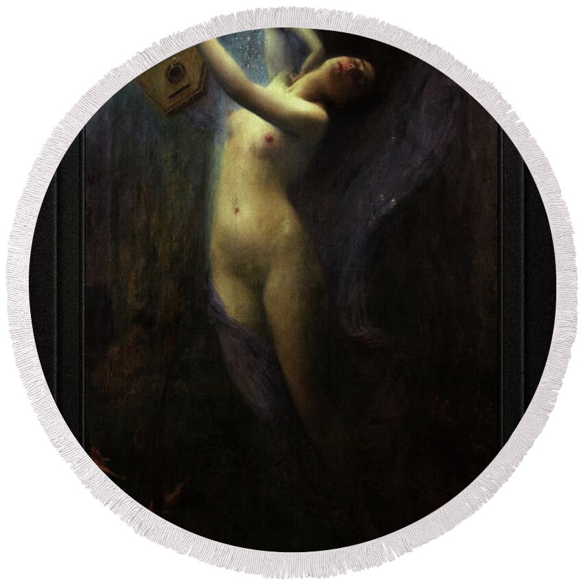 Ocean Deep Round Beach Towel featuring the painting Death of Sappho by Charles Amable Lenoir Old Master Reproduction by Rolando Burbon