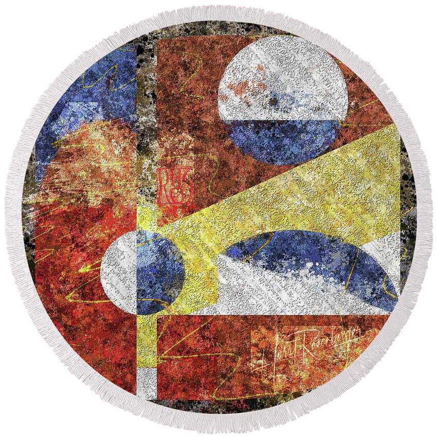 Abstract Round Beach Towel featuring the painting Decision Is Pending by Horst Rosenberger