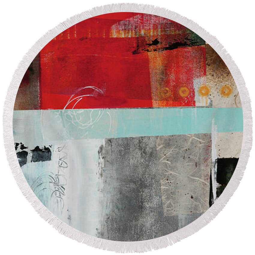  Round Beach Towel featuring the mixed media Deconstruct by Julie Tibus