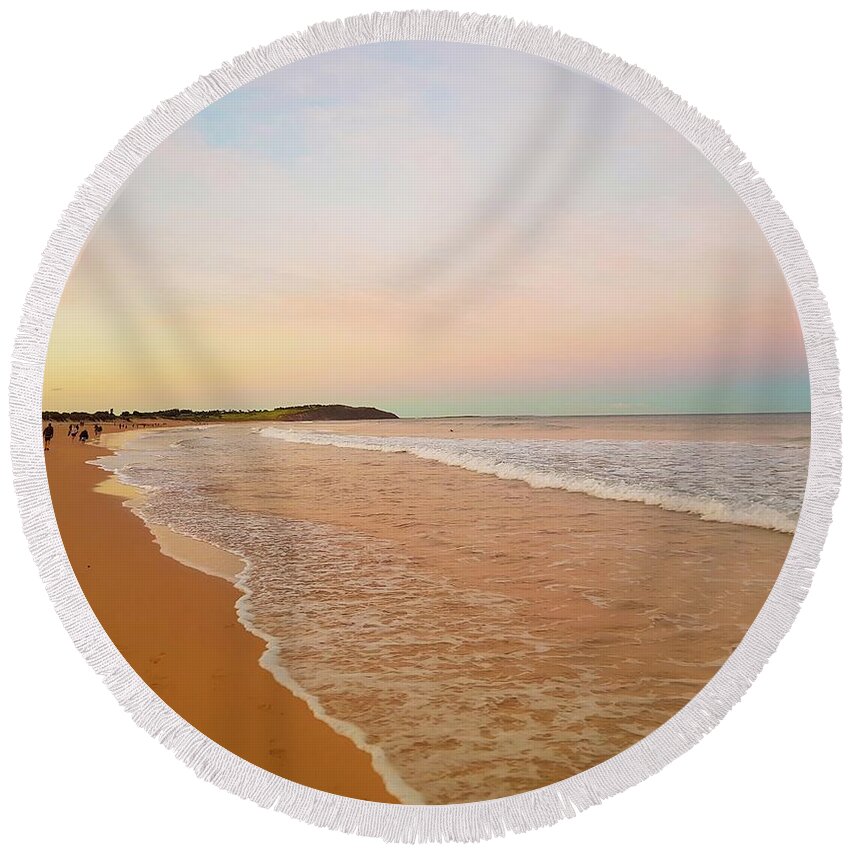 Water Round Beach Towel featuring the photograph Dee Why Beach Sunset No 3 by Andre Petrov