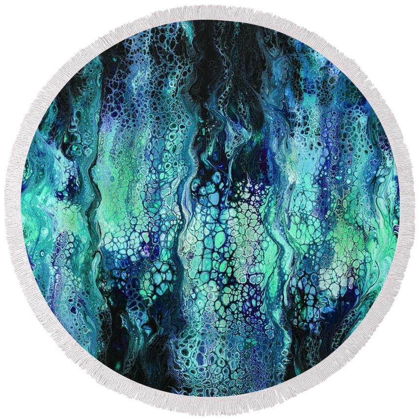 Sea Round Beach Towel featuring the painting Deep Sea Dreams IV by Lucy Arnold